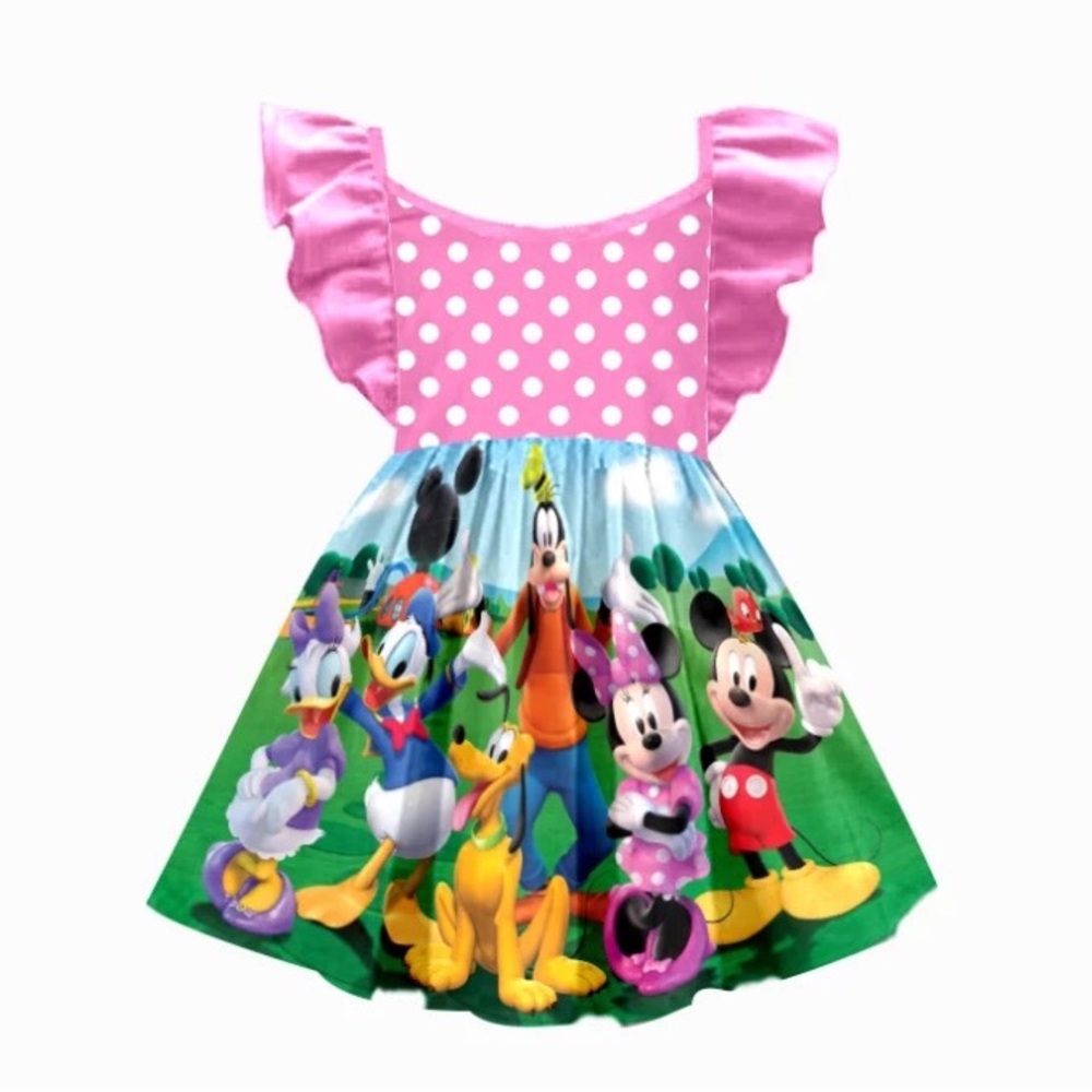 Minnie Mickey Mouse Cute Pink Dress - Picture 1 of 6